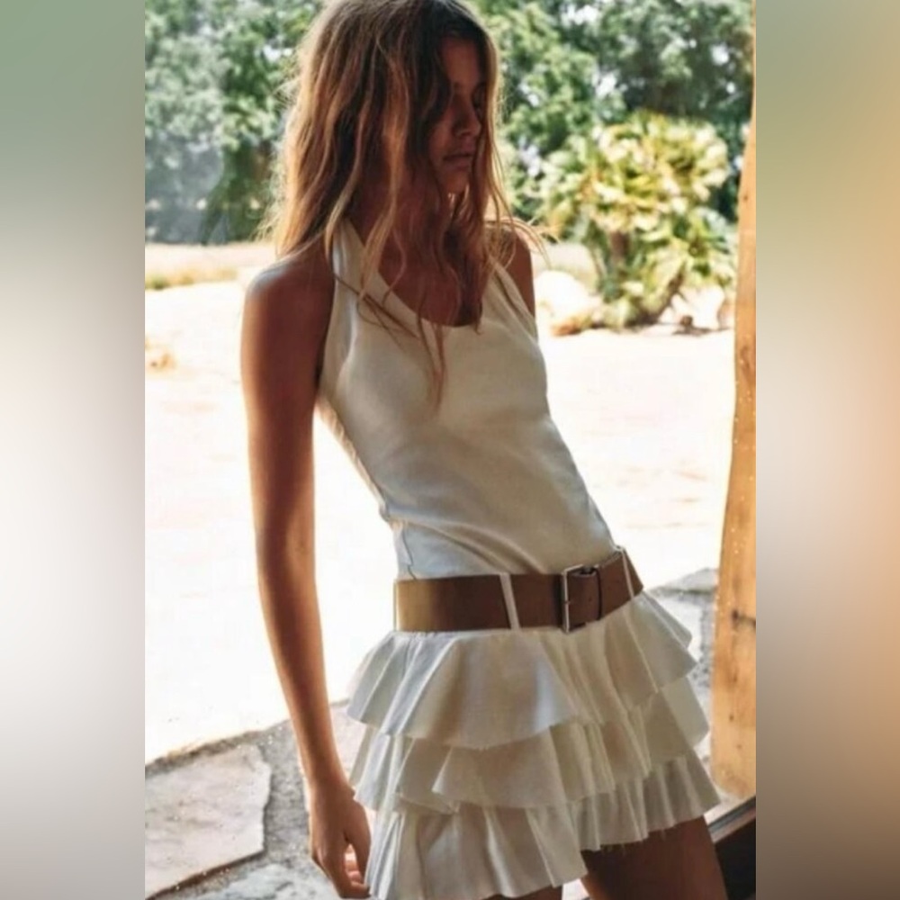 Zara belted ruffle dress